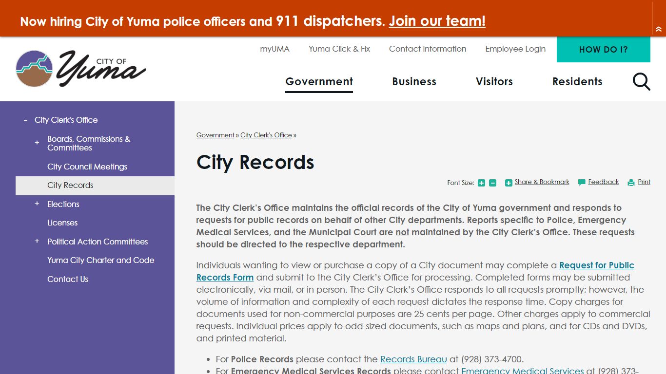 City Records | City Of Yuma, AZ